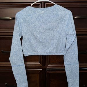 Gymshark Fleur Texture Long Sleeve Crop - Blue